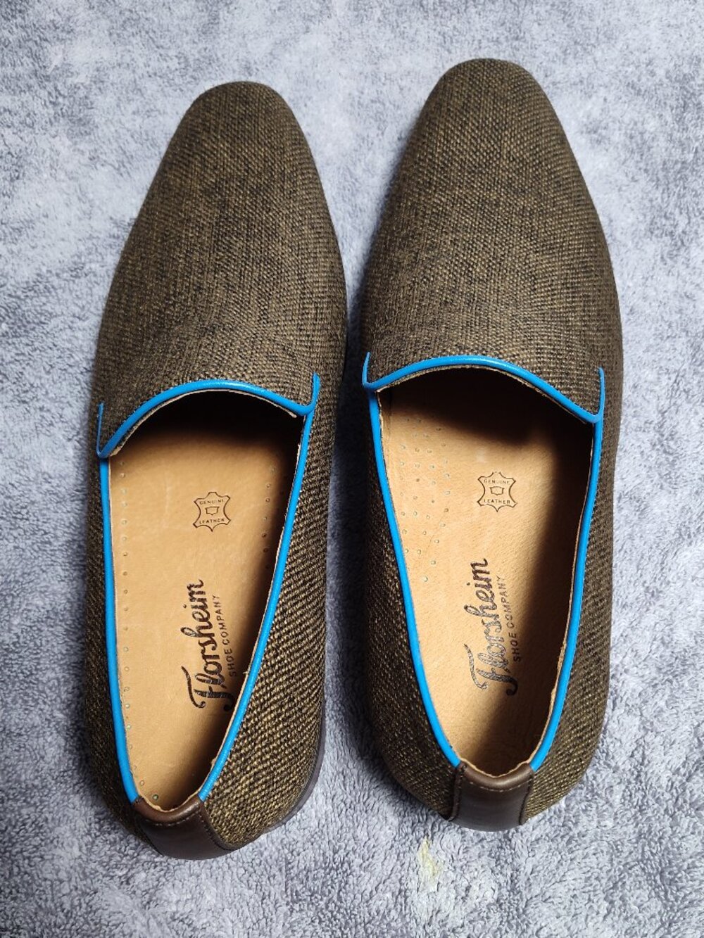 Florsheim Men's Postino Linen Loafers - Brown Cacao / Blue Trim